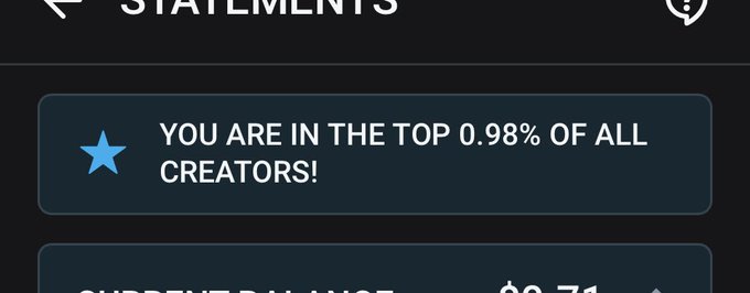 Holy fuck you guys I&rsquo;m in the top 1.0% on Onlyfans this is fucking nuts https://t.co/zISpuZD5ZV