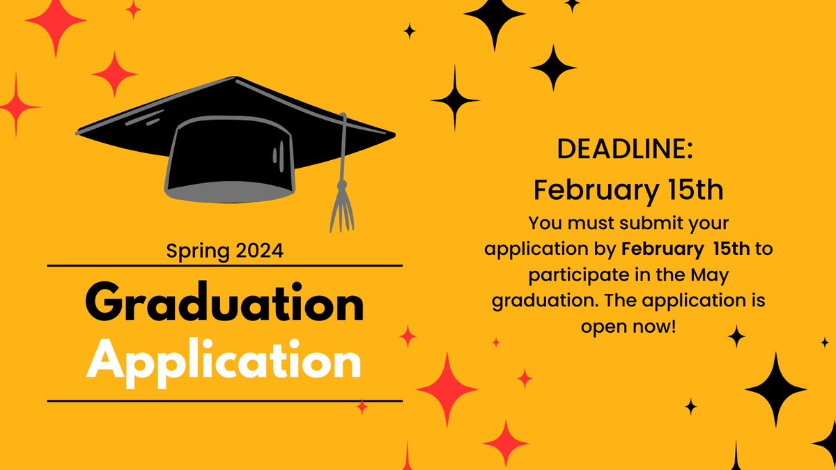 The Spring 2024 Graduation Application is now open! Access info about applying to graduate: bit.ly/3Gm1peU