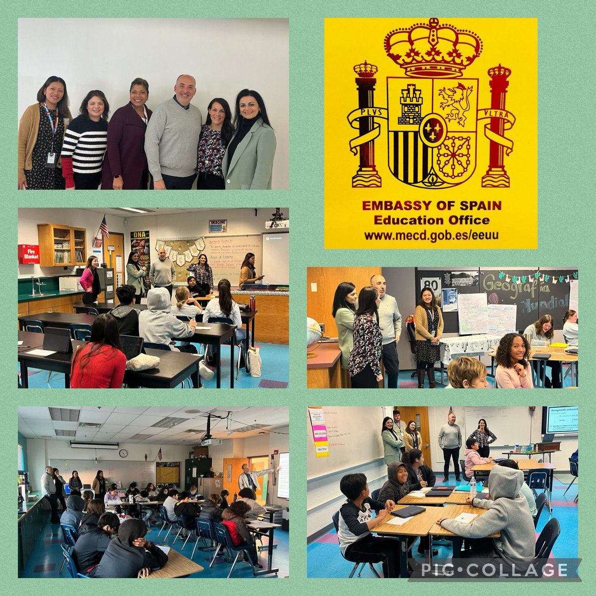 APSGunston's tweet photo. Today, representatives from the Embassy of Spain honored us with their visit to the Gunston Immersion program. It was an enriching day where they shared experiences and time with our amazing students and dedicated staff. 🌍 @CRJEducation @DLI_Bermudez @let_del https://t.co/ASxg2hBLbm