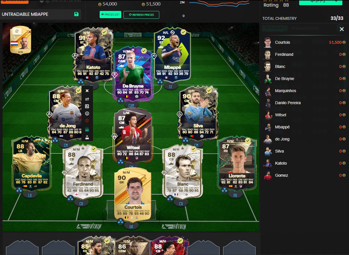 Dr_Sethers's tweet photo. @FUT_Accountant You could probably make a team similar to the one I have for Mbappe. All untradeable but Courtois https://t.co/hGFbzC3VhQ