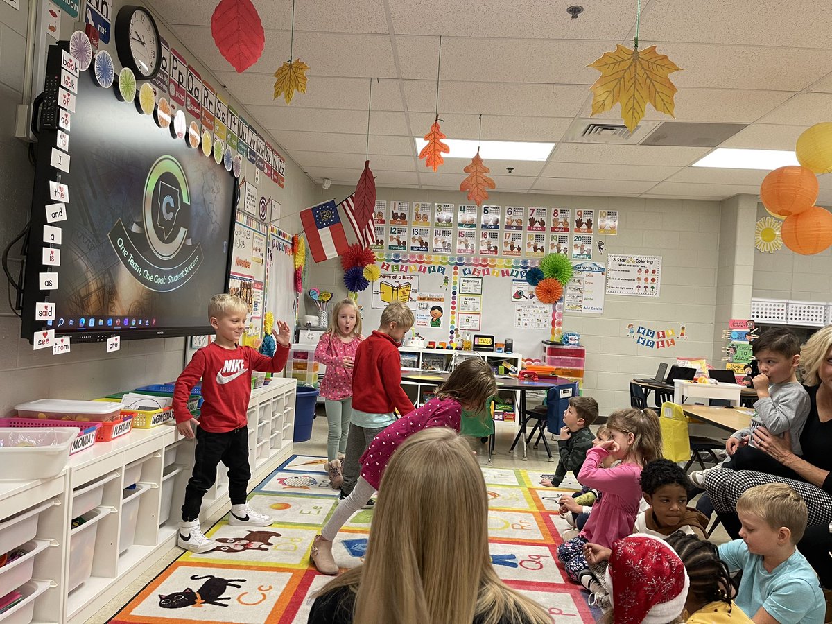 Mrs. Williams’ kindergartners created tableaux to represent the beginning, middle, and end of The Gingerbread Girl. #artsintegration @CobbVisualArts @ARTwithJessica