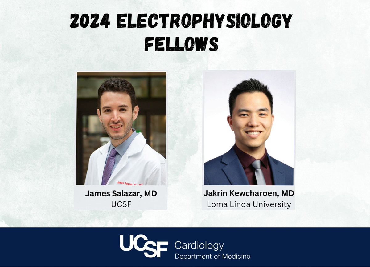 🎉Congratulations to our next @UCSF EP fellows! We're excited to welcome Dr. Jakrin Kewcharoen to the team and continue working with Dr. James Salazar. #fellowshipmatch @JamesSalazarMD @jkewcharoen @HeartUCSF @UCSFHospitals @JDMossMD