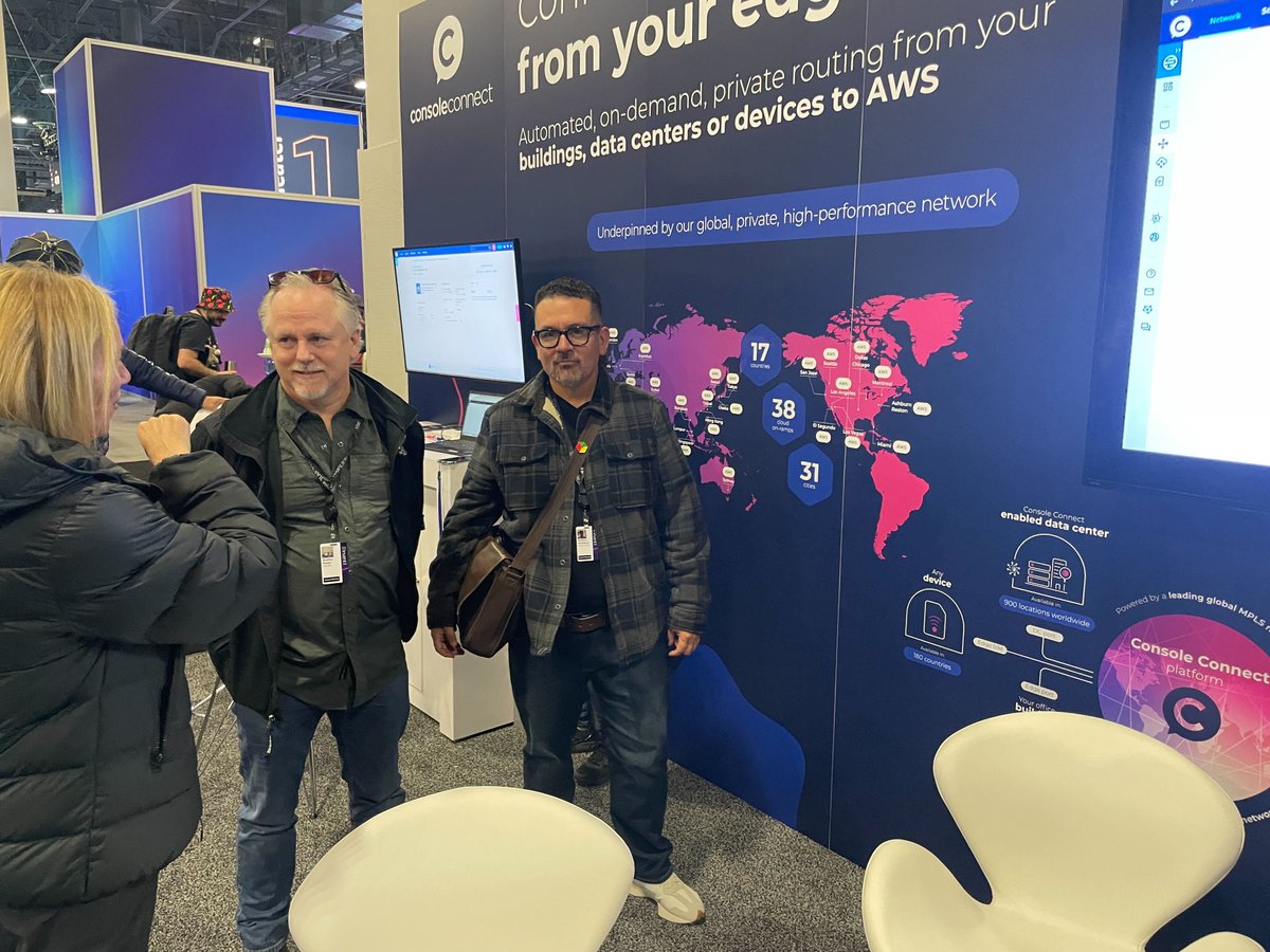 ConsoleConnect's tweet image. As #AWSReInvent Las Vegas unfolds, discover how to connect to AWS locations globally with #ConsoleConnect 🌐. 💻 Point-to-point Layer 2 or ☁️ Layer 3 CloudRouter® – find your best fit at Stand 306. #CloudRouter #GlobalConnectivity #Cloud #CloudConnection #Naas