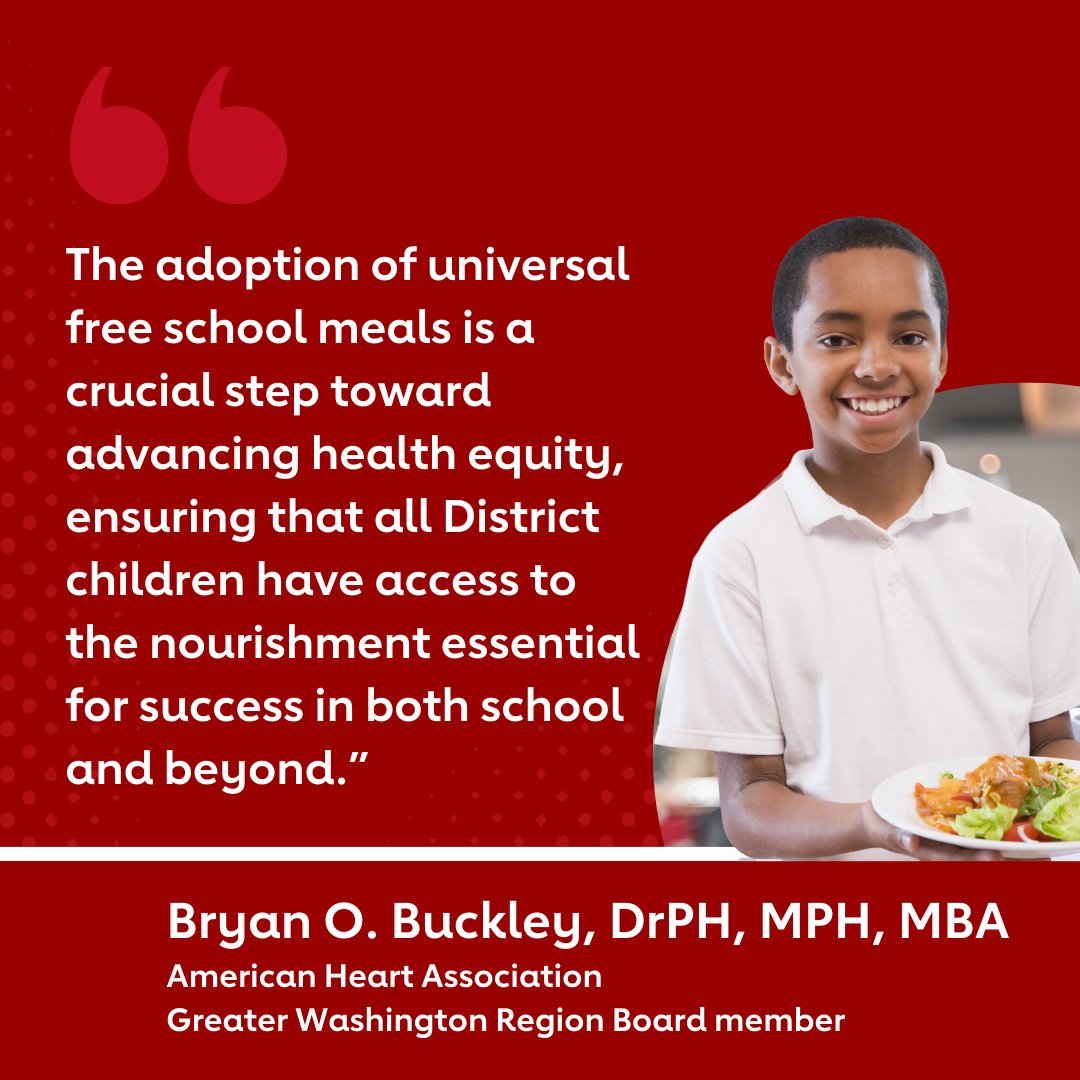 AHA Greater Wash (@heartofgwr) on Twitter photo No child should go through the school day on an empty stomach. <a href="/AskDrYola/">Yolandra Hancock</a> and <a href="/bryanobuckley/">Bryan O. Buckley, DrPH, MPH, MBA</a> shared with the DC Council how free, healthy school meals for all can help our kids thrive. Ask your councilmember to keep our kids #fed4success: act.yourethecure.org/yW5QWn2. No child should go through the school day on an empty stomach. <a href="/AskDrYola/">Yolandra Hancock</a> and <a href="/bryanobuckley/">Bryan O. Buckley, DrPH, MPH, MBA</a> shared with the DC Council how free, healthy school meals for all can help our kids thrive. Ask your councilmember to keep our kids #fed4success: act.yourethecure.org/yW5QWn2.