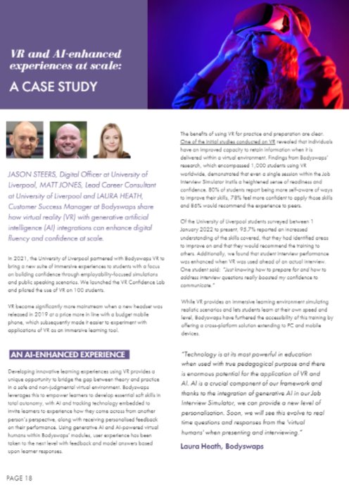 Matt Jones (@mattuol) on Twitter photo 'The Future of Work' ๐ฎ๐ผ
Thrilled to share that Jason, Laura & I have authored an article for <a href="/AGCAS/">AGCAS</a> on integrating VR & AI into assessment in HE, partnered with Dr Andy Routledge
Read here! P.18-19 ๐
issuu.com/agcas_00/docs/โฆ
<a href="/livunicareers/">Careers & Employability, University of Liverpool</a> <a href="/Bodyswaps_VR/">Bodyswapsยฎ</a> <a href="/livuniHSS/">Humanities & Social Sciences @ Uni of Liverpool</a> <a href="/LivUniPol/">Liv Uni Politics</a> 'The Future of Work' ๐ฎ๐ผ
Thrilled to share that Jason, Laura & I have authored an article for <a href="/AGCAS/">AGCAS</a> on integrating VR & AI into assessment in HE, partnered with Dr Andy Routledge
Read here! P.18-19 ๐
issuu.com/agcas_00/docs/โฆ
<a href="/livunicareers/">Careers & Employability, University of Liverpool</a> <a href="/Bodyswaps_VR/">Bodyswapsยฎ</a> <a href="/livuniHSS/">Humanities & Social Sciences @ Uni of Liverpool</a> <a href="/LivUniPol/">Liv Uni Politics</a>