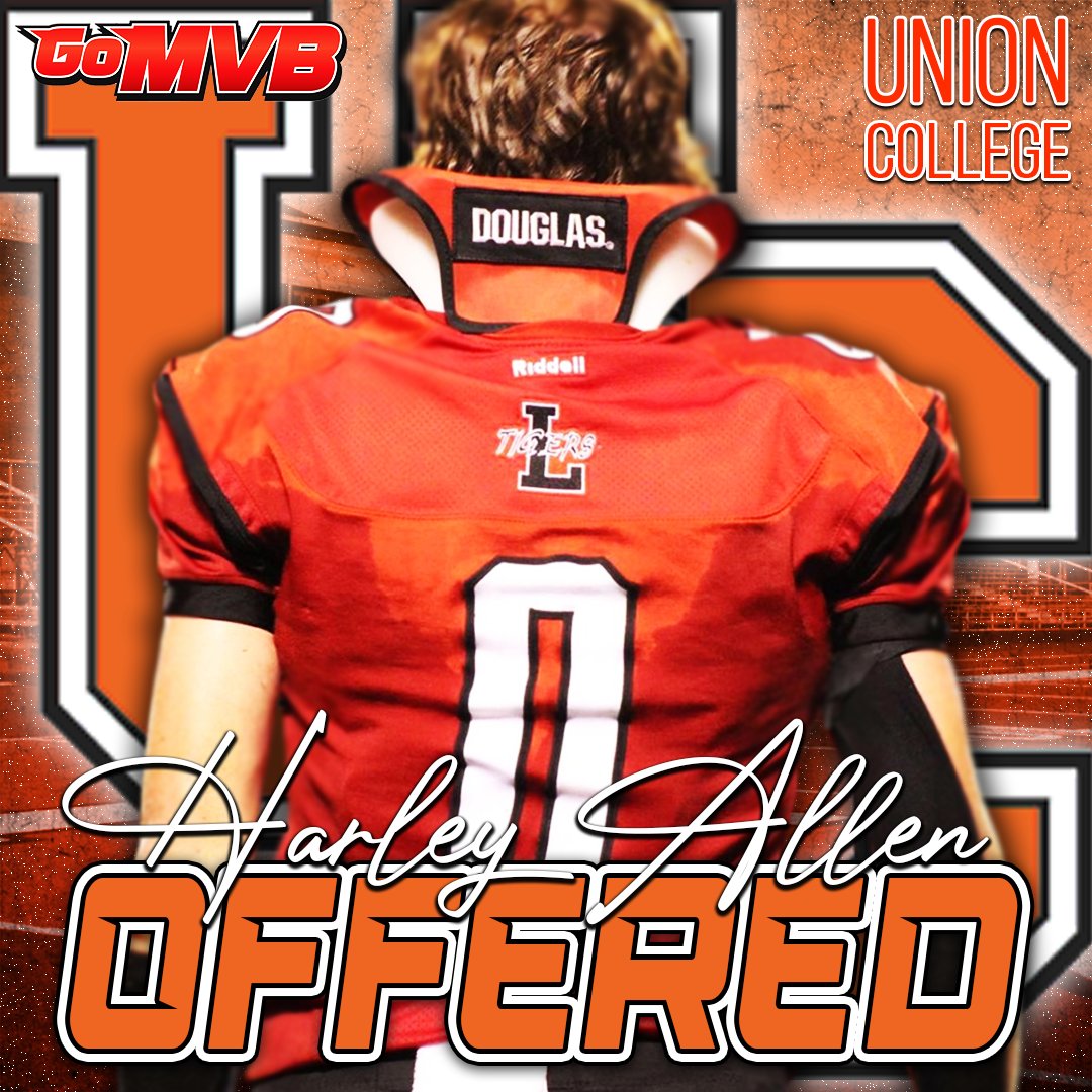 GoMVB's tweet photo. It's Official! Harley Allen has received an official offer from Union College! Go Bulldogs!
'24 DE/MLB/HB/TE
Lexington HS, TN
More Info: https://t.co/zH9GReF50l
Follow: @allenboy101

#gomvb #hsfootball #athlete #offer https://t.co/jMgVRNrkaK