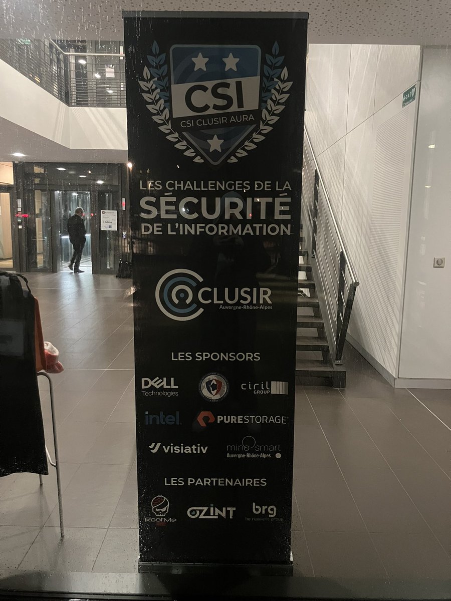 allypry's tweet image. Bravo et merci @Clusir_ARA pour cette superbe première des CSI 💪
Des challenges organisés par @rootme_org et @ozint_eu de grande qualité, des rencontres avec @ANSSI_FR @CirilGroup @AlgoSecure @Dell… 🔥
Hâte de participer à la prochaine édition 😉