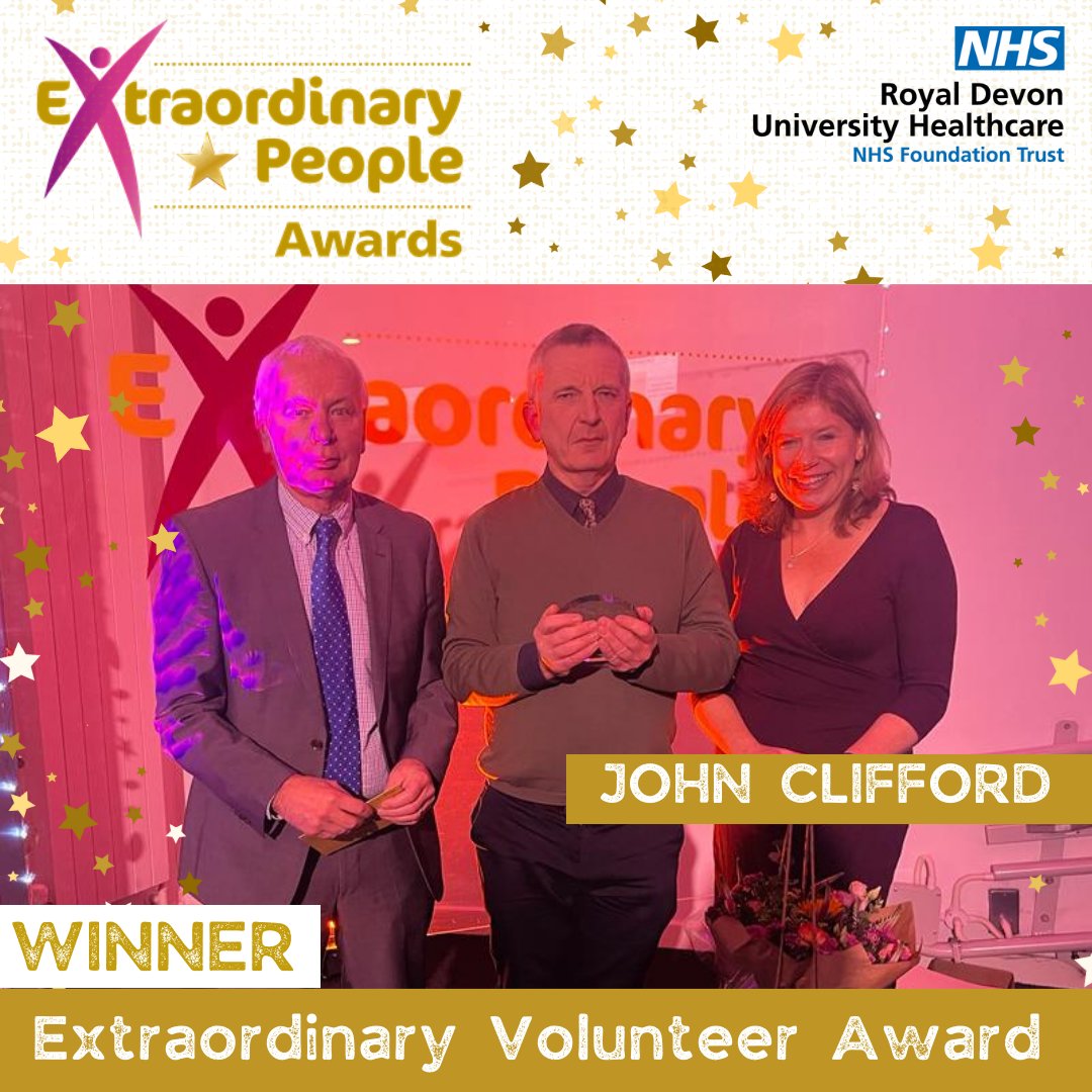John Clifford epitomises what makes our volunteers so wonderful. Warm, cheerful and dedicated to supporting patients. Thank you John for all that you do, a very worthy winner of our Extraordinary Volunteer Award #TeamRoyalDevon
#RoyalDevonExtraordinaryPeople