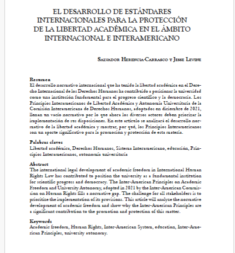 @CAFA-CLAA (@cafaclaa) on Twitter photo #DDHH: En el primer artículo, <a href="/Sherencia77/">Salvador Herencia-Carrasco</a> y <a href="/jesseplevine/">Jesse Levine</a> desarrollan los estándares internacionales para la protección de la libertad académica en el ámbito de la ONU y del SIDH.
Este artículo se basa en sus intervenciones ante tribunales de la región. 2/12 #DDHH: En el primer artículo, <a href="/Sherencia77/">Salvador Herencia-Carrasco</a> y <a href="/jesseplevine/">Jesse Levine</a> desarrollan los estándares internacionales para la protección de la libertad académica en el ámbito de la ONU y del SIDH.
Este artículo se basa en sus intervenciones ante tribunales de la región. 2/12