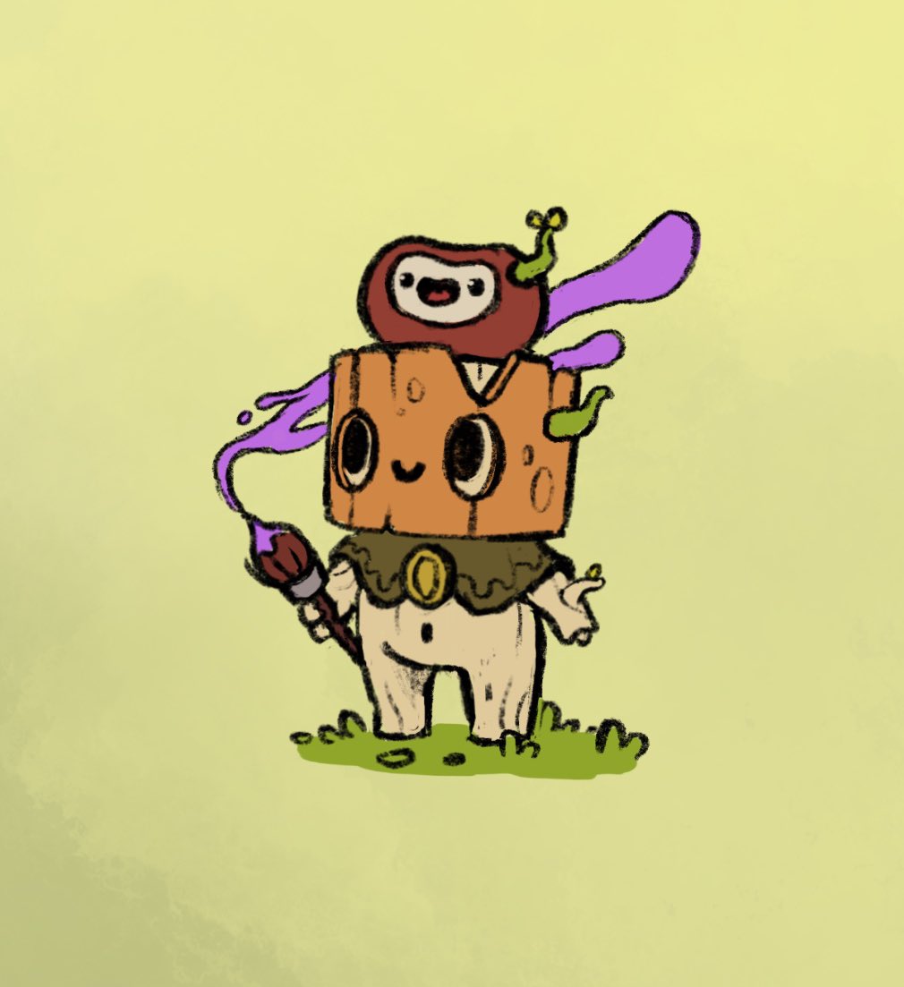 matthisdraws's tweet image. Gm friends! A little @choplings paintbender with his friend Wah, the chestnut! 🌰