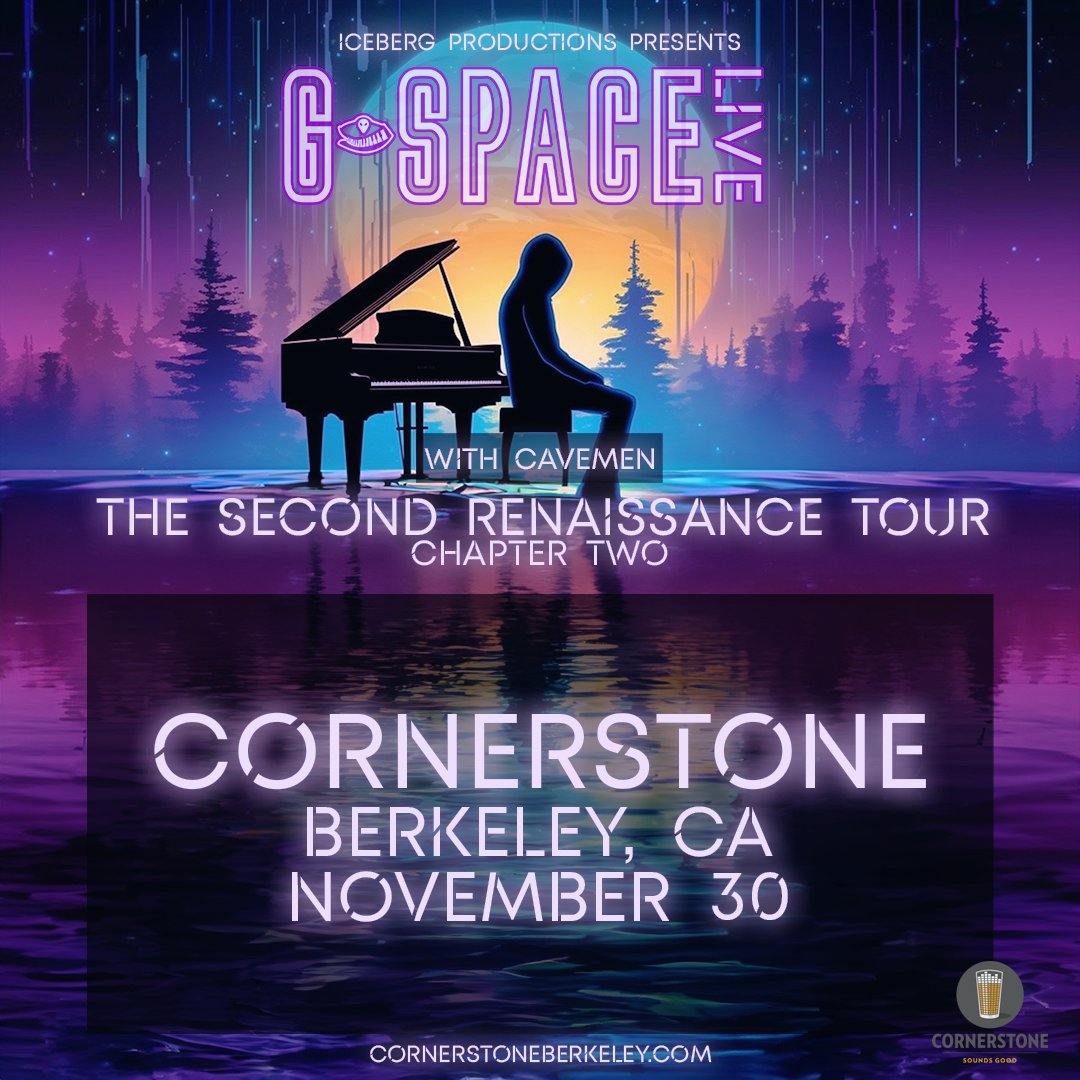 TONIGHT 😵‍💫 G-Space is melting faces at Cornerstone this Thursday 11/30 with special guests Cavemen. 🎟 Tickets available online or at the door. Doors 7pm // Show 8pm // All Ages // $26