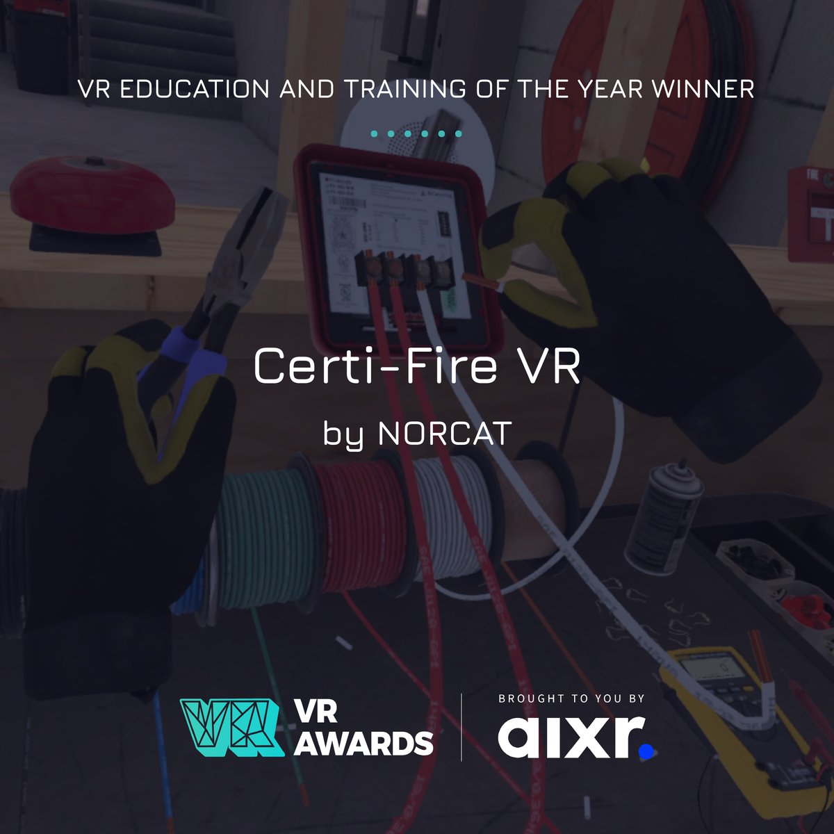 And the winner of #VR Education &amp; Training Solution of the Year goes to...

🏫🏆 | Certi-Fire VR by @certifirefa

Congratulations!  #VRA23 #VRAwards