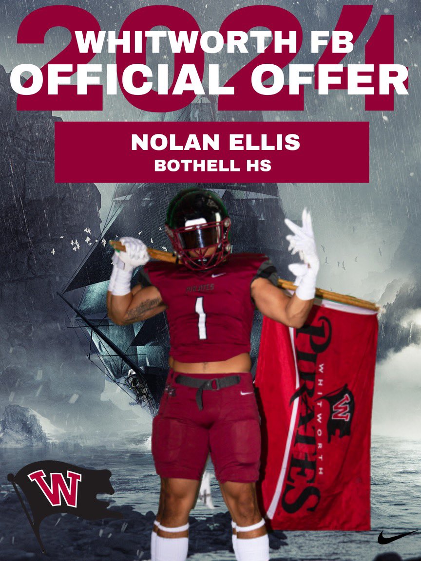 Nolan Ellis (@nolanellis2024) on Twitter photo After a great phone call with <a href="/coachsandberg/">Rod Sandberg</a> I am proud to announce i have received my first official offer from Whitworth university. Go Bucs š“āā ļø <a href="/gobucs/">Whitworth Pirates</a> <a href="/BHSBlueTrain/">Bothell Football</a> <a href="/coachrimmy/">Jason Rimkus</a> <a href="/Coach_DTerry/">Darius Terry</a> <a href="/RylandSpencer/">Ryland Spencerā¢</a> <a href="/BrandonHuffman/">Brandon Huffman</a> <a href="/TheChrisRubio/">Rubio Long SnappingĀ®</a> After a great phone call with <a href="/coachsandberg/">Rod Sandberg</a> I am proud to announce i have received my first official offer from Whitworth university. Go Bucs š“āā ļø <a href="/gobucs/">Whitworth Pirates</a> <a href="/BHSBlueTrain/">Bothell Football</a> <a href="/coachrimmy/">Jason Rimkus</a> <a href="/Coach_DTerry/">Darius Terry</a> <a href="/RylandSpencer/">Ryland Spencerā¢</a> <a href="/BrandonHuffman/">Brandon Huffman</a> <a href="/TheChrisRubio/">Rubio Long SnappingĀ®</a>