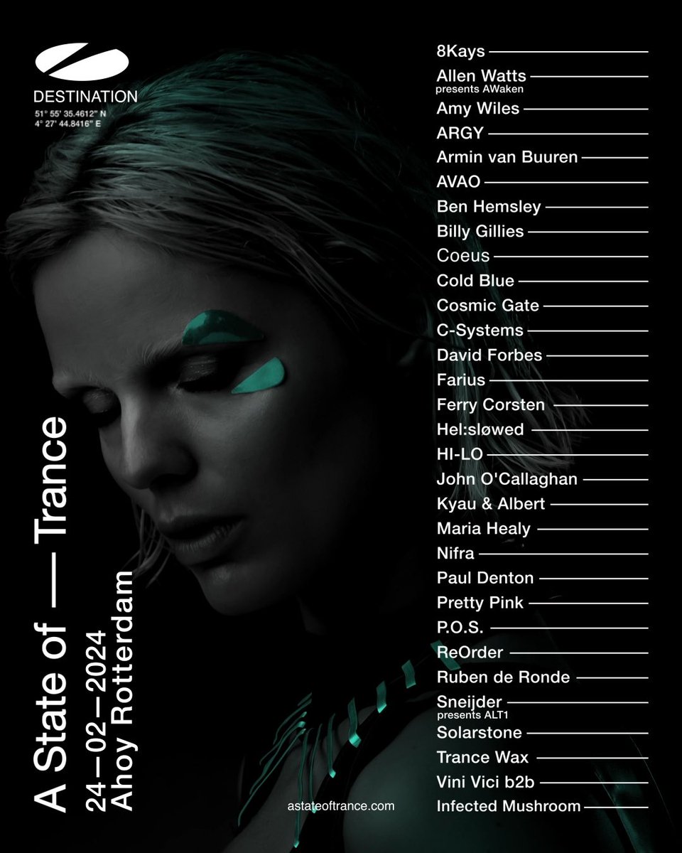 asot's tweet photo. 🔥 Trance-family, get ready for the day-by-day lineup reveal of A State of Trance 2024, Saturday 24 February 💚

We have carefully listened to all your whises and we are beyond excited about our Friday and Saturday lineup! If you feel the same excitement, make sure to get your tickets now via the link in bio. #asot #trance #rotterdam