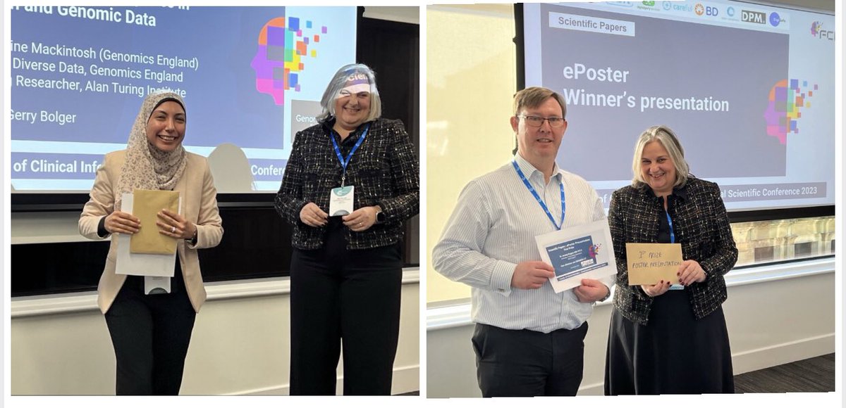 An Absolutely brilliant Abstract and poster programme led by @WAngusWallace @ukfci Annual Scientific Conference , with best Abstract prize to @Nehal_Hassan_ 🥇 and  poster prize 🥇to Jeremy Rogers. Thankyou to #NHSE CCIO Melanie Iles presenting the prizes. #UKFCI2023