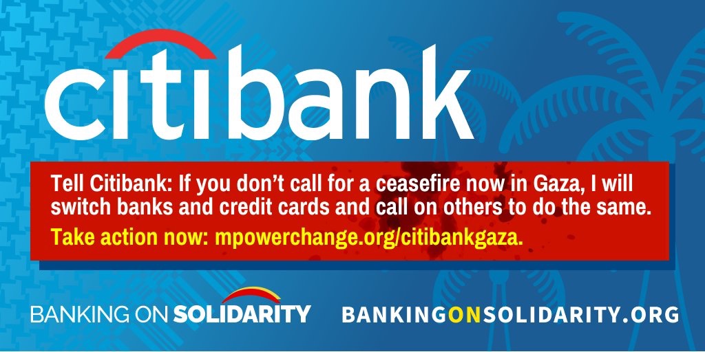 Grotesqve's tweet photo. 15K killed in Gaza — half of them children. Over a million displaced. 
@Citi
 has the largest presence in Israel of any US bank. If Citibank doesn't call for #Ceasefire, thousands will move their money. https://t.co/K4llQ0yUaX