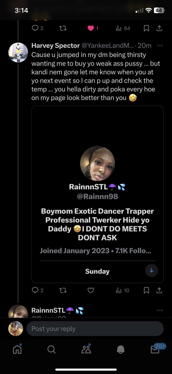 Myaa3940's tweet image. Ladies be careful! He sending threats to WOMEN because they don’t want to talk or fuck him🤣 please be careful yal💯💯 he got like 5 pages I posted them on my page😳