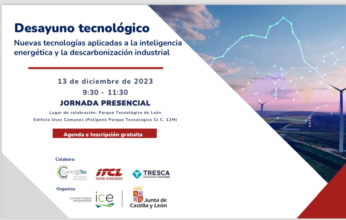 coiile_oficial's tweet photo. Jornada de Nuevas Tecnologías aplicadas a la inteligencia energética y la descarbonización industrial

#ingenierosindustriales
#ingeniería
#ingenieríaindustrial 
#ingenieriaindustrial
#ingenieria 
@consejoingenierosindustriales
@colproleon
#leónesp #leónespaña
 #leonesp https://t.co/SHTzqE4gjO