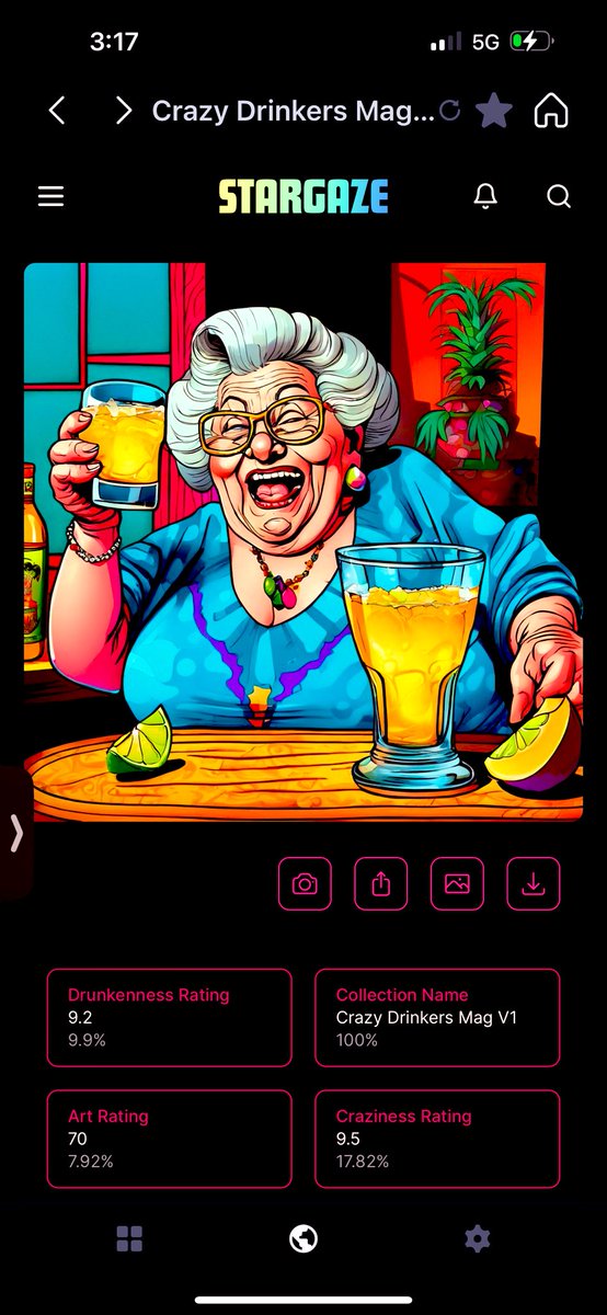 GwapPop's tweet photo. @StargazeZone @crazydrinkersmagv1 there’s some value in this collection.
#nft #auction #discountauction #crazydrinkersmagv1 https://t.co/mBCZUXEXC8