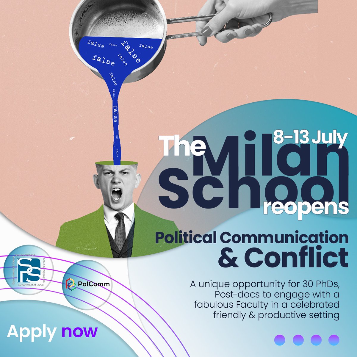 📢Calling all PhD candidates &amp; early-career scholars working in #PolComm! 🎓 Join us for the 8th International Summer School in Political Communication 🗓️Dates: 8-13 July 2024 🏙️Location: Milan, Italy   🔗 polcomm.unimi.it