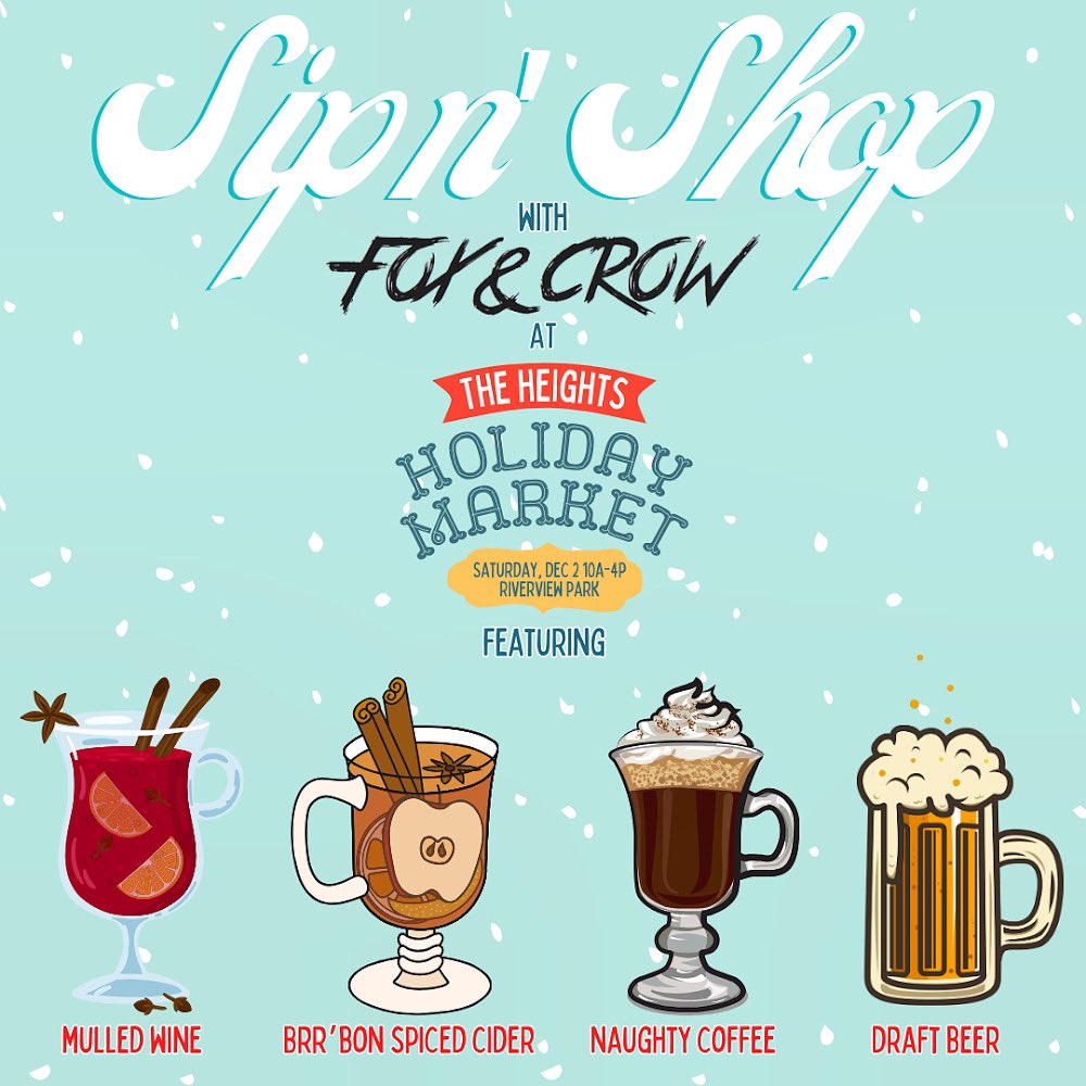 This Saturday at the Heights Holiday Market! Must be 21 to consume alcohol. Must present valid ID. facebook.com/events/s/2023-…