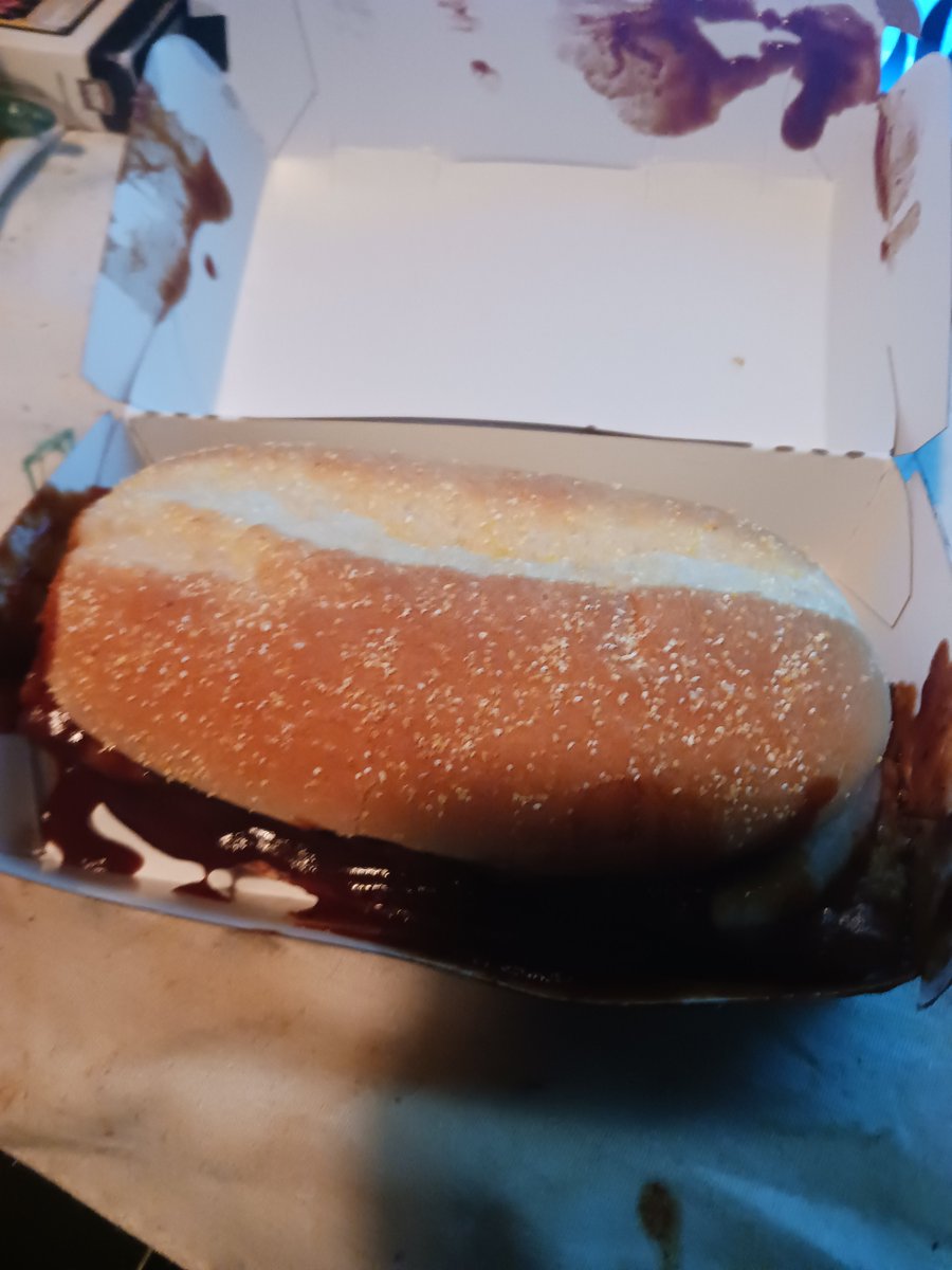 Dunno what to make as my first post, now that I have internet in my place, uh yeah here's a Mcrib Shout out Susan the manager of my local @McDonalds and I guess also @RonaldMc