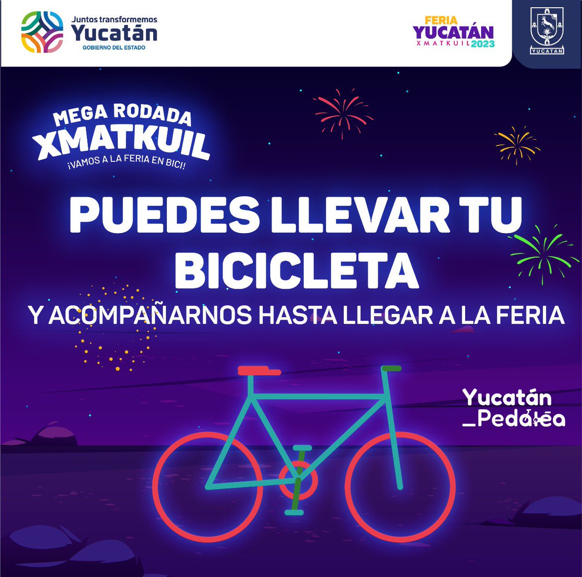 ImdutYucatan's tweet photo. Nos quedan 2 días🥳
Estamos más cerca de la #MegaRodada hasta la @Feria_Yucatan Xmatkuil🎡
¡Recuerda llevar tu bici y acompañarnos!🚴
Regístrate y participa este📅sábado 2 de diciembre a las 5:00 pm en el Parque Plan de Ayala II https://t.co/Y3W9Ueny87
📝https://t.co/vmSB3lrS2a https://t.co/lGr59hazD5