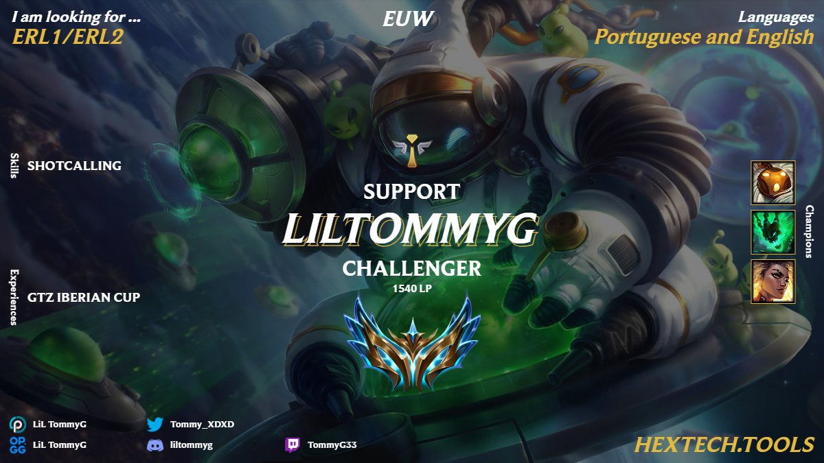 👔 LFT POST 👔

Im now LFT for ERL1/ERL2 

A lot of things have changed so now Im focusing on competitive 

DM for more info 

Likes and Retweets appreciated!!!❤️