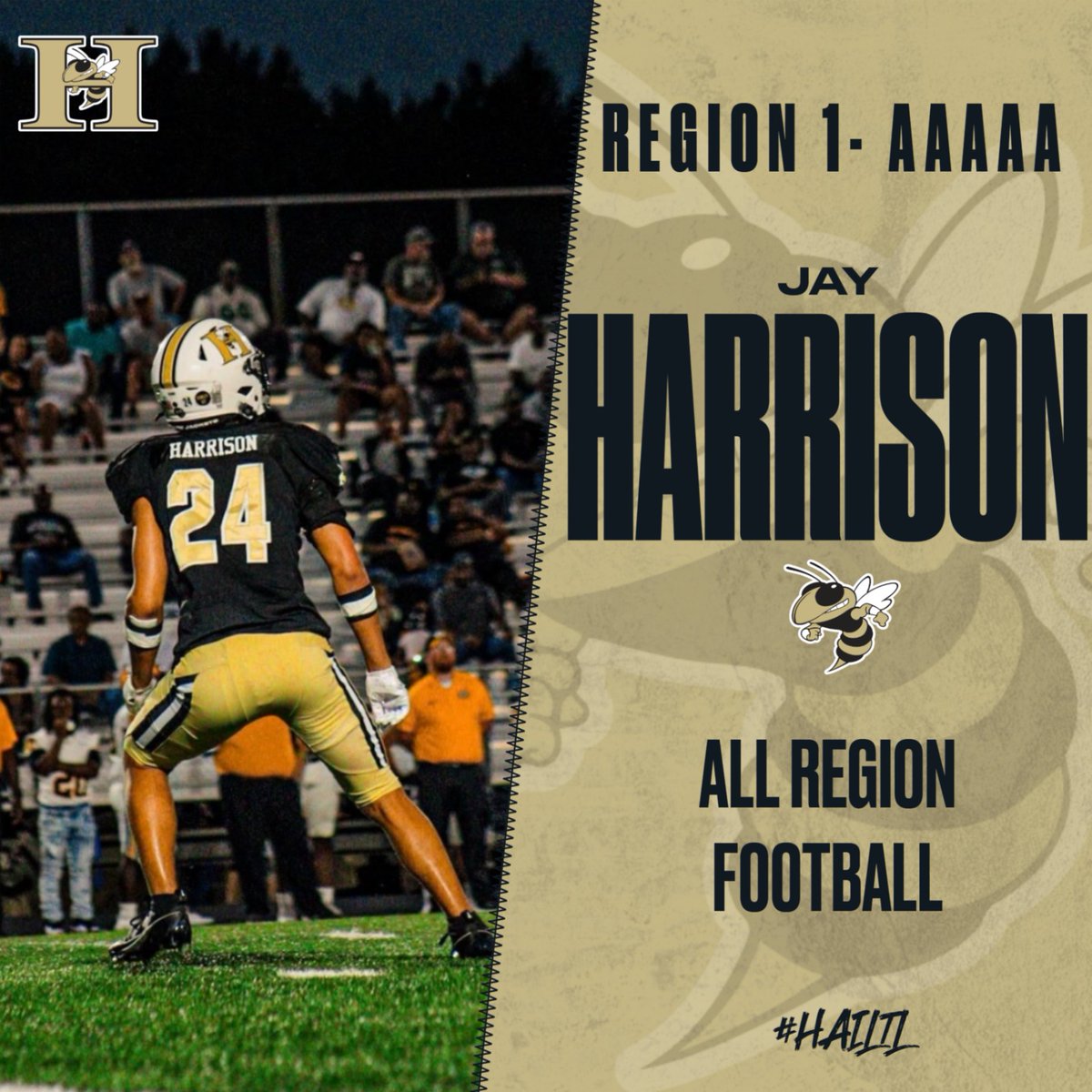 Congrats to defensive back Jay Harrison on his selection to the Region 1-AAAAA All Region Football Team. <a href="/tlhanna_ad/">Thomas Bell</a>