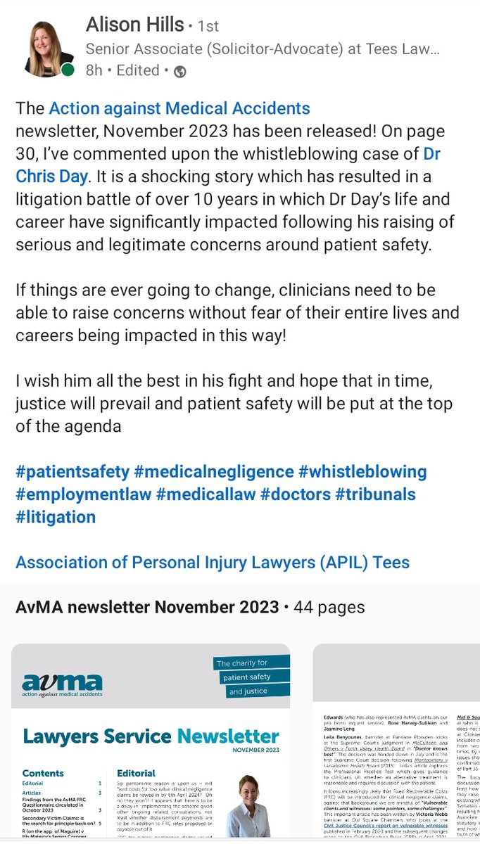 The 10 year jungle of the @drcmday whistleblowing case explain by  @ahillslegal a medical negligence lawyer.

@bentravisceo perhaps should have a read

drchrisday.co.uk/action-against…