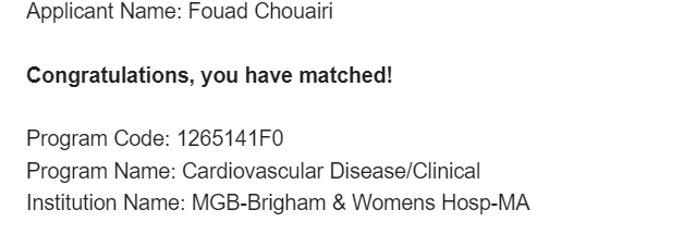 Fouad Chouairi (@fouadchouairi) on Twitter photo I'm super excited to say I will be starting my cardiology fellowship next year at <a href="/BrighamFellows/">Brigham & Women's CV Fellows</a>. Looking forward to getting to work and thankful for all the awesome mentorship along the way, especially from <a href="/FudimMarat/">Marat Fudim, MD MHS</a> and <a href="/ElliottMillerMD/">Elliott Miller</a>. I'm super excited to say I will be starting my cardiology fellowship next year at <a href="/BrighamFellows/">Brigham & Women's CV Fellows</a>. Looking forward to getting to work and thankful for all the awesome mentorship along the way, especially from <a href="/FudimMarat/">Marat Fudim, MD MHS</a> and <a href="/ElliottMillerMD/">Elliott Miller</a>.