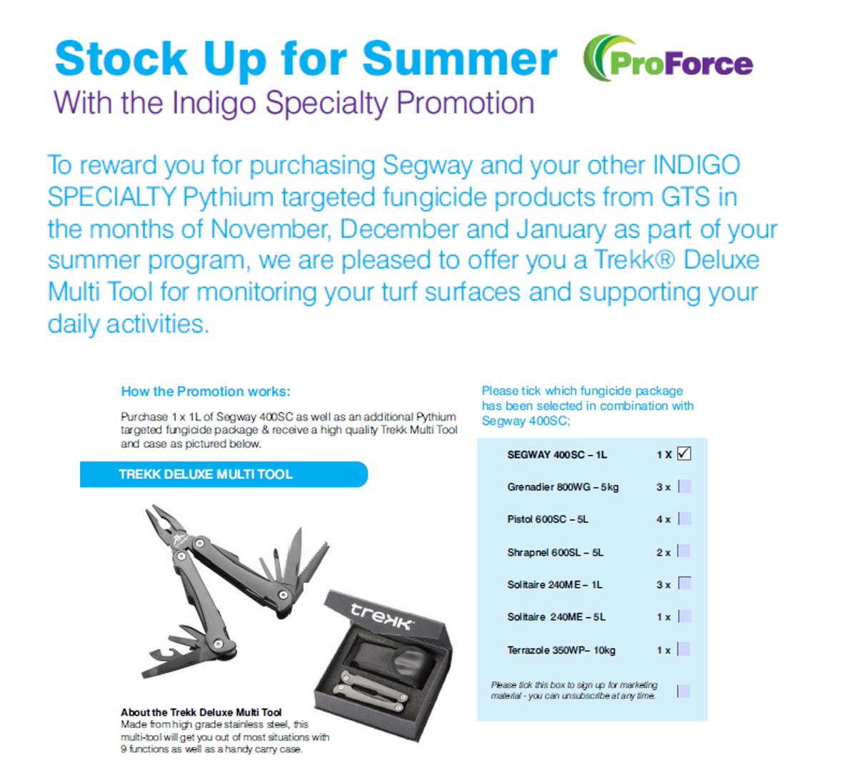 IndigoSpecialty's tweet photo. Boost your #Summer #Pythium #fungicide regimen now! Indigo Specialty's Summer Promotion is on now! Purchase #Segway 400SC and another Pythium-targeted fungicide from our selection to get a complimentary Trekk multi-tool. Promotion valid from Nov 1 to Jan 31,  at @greenwayturfsol https://t.co/hMXsqdPKyy