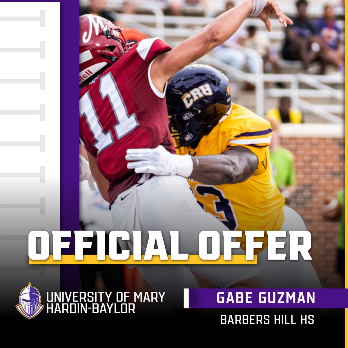 Blessed to receive an offer from the University of Mary Hardin-Baylor🦍💯⭐️