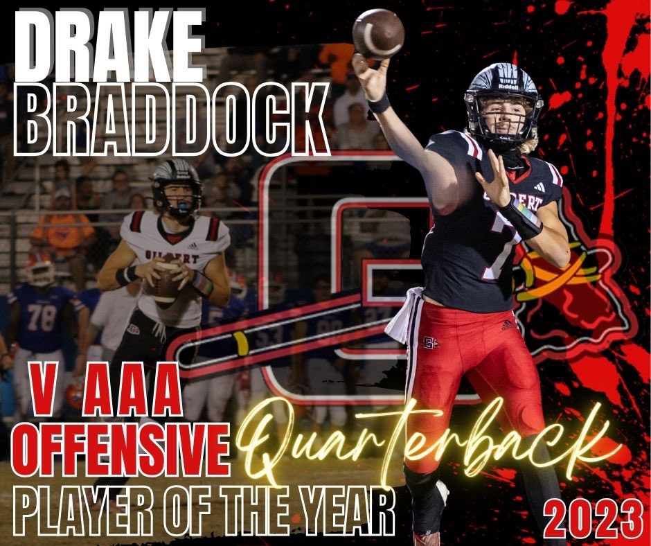 Congratulations to @drake_braddock for being named the 2023 Region 5-AAA Offensive Player of the Year!!! #IndianPride @CoachLeaphart