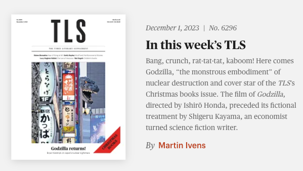 All smiles at the @UMinnPress as our translation of the original Godzilla novels made the front page of this week's TLS (the-tls.co.uk/issues/current…), with a great review by Bryan Karetnyk!