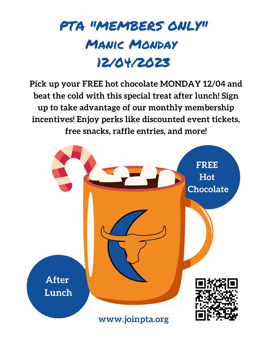 We have a few wonderful opportunities to support your school this December! We'll also be giving out hot chocolate to our STUDENT PTA members Monday December 4th! 🎉❄️

#Longhornprideneverdies #texaspta #nisdpta