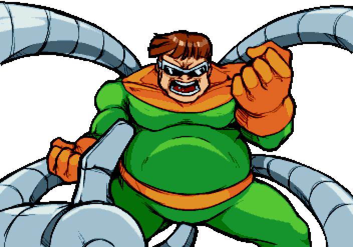 countgate's tweet photo. Speaking about characters that got scrapped from a Marvel vs Capcom game, Doctor Octopus.
#Pixelart https://t.co/9i5eXs7OMR