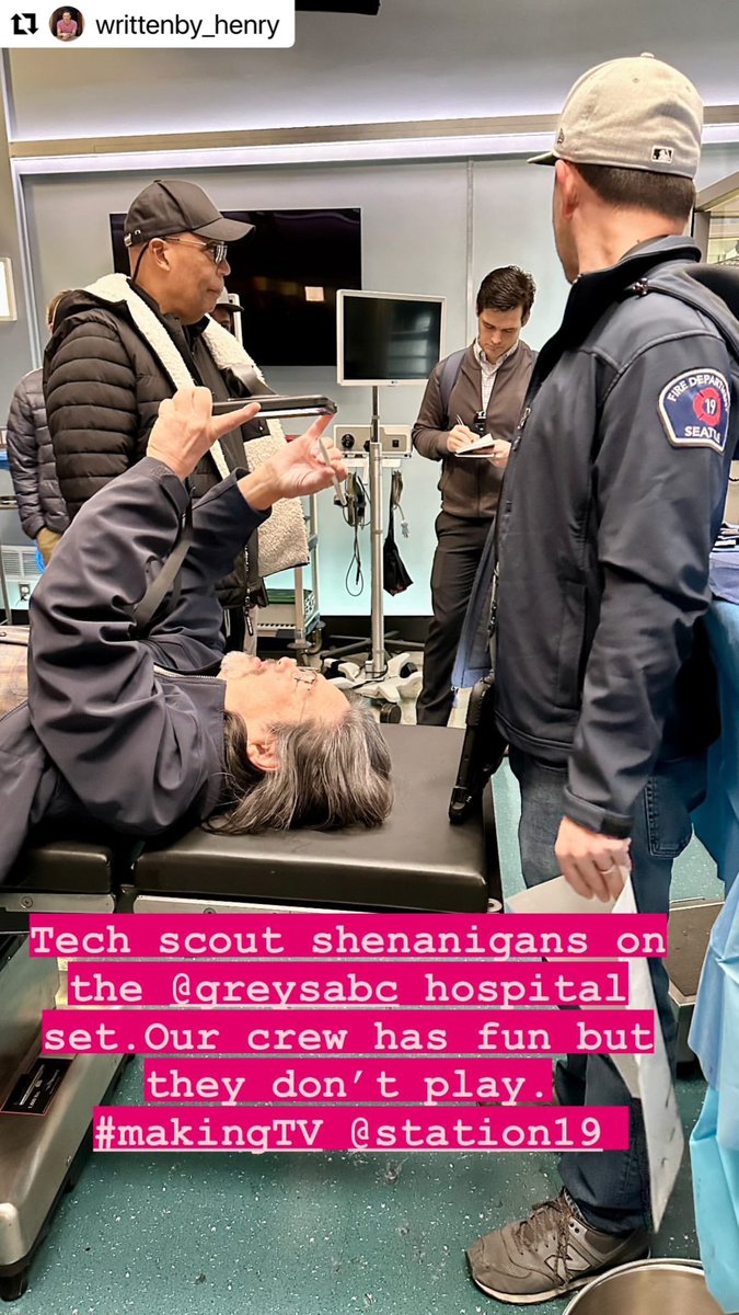 Marinasmoment19's tweet image. “Tech scout shenanigans on the @GreysABC hospital set. Our crew has fun but they don't play. #makingTV @Station19 “

Via Ig @/writtenby_henry