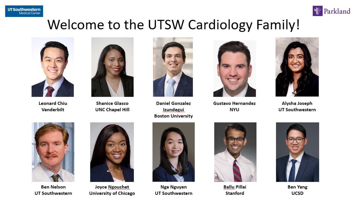 Delighted to welcome this talented group to the UT Southwestern Cardiology Fellowship! We’re just thrilled to have you join us @utswheart @GailPetersonMD @DocBrownAB @dramitkhera @MarkDrazner