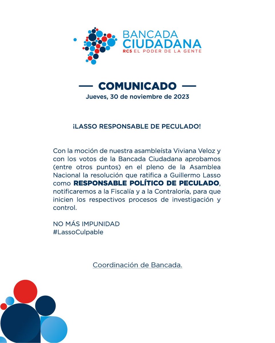 BancadaRC5's tweet photo. 🔴Lasso es responsable de continuar con el acabose del país heredado de Moreno y además hundirlo en la peor corrupción y en el narcotráfico🔴
#BancadaCiudadana
#LassoCulpable https://t.co/Mgy48KeT1A