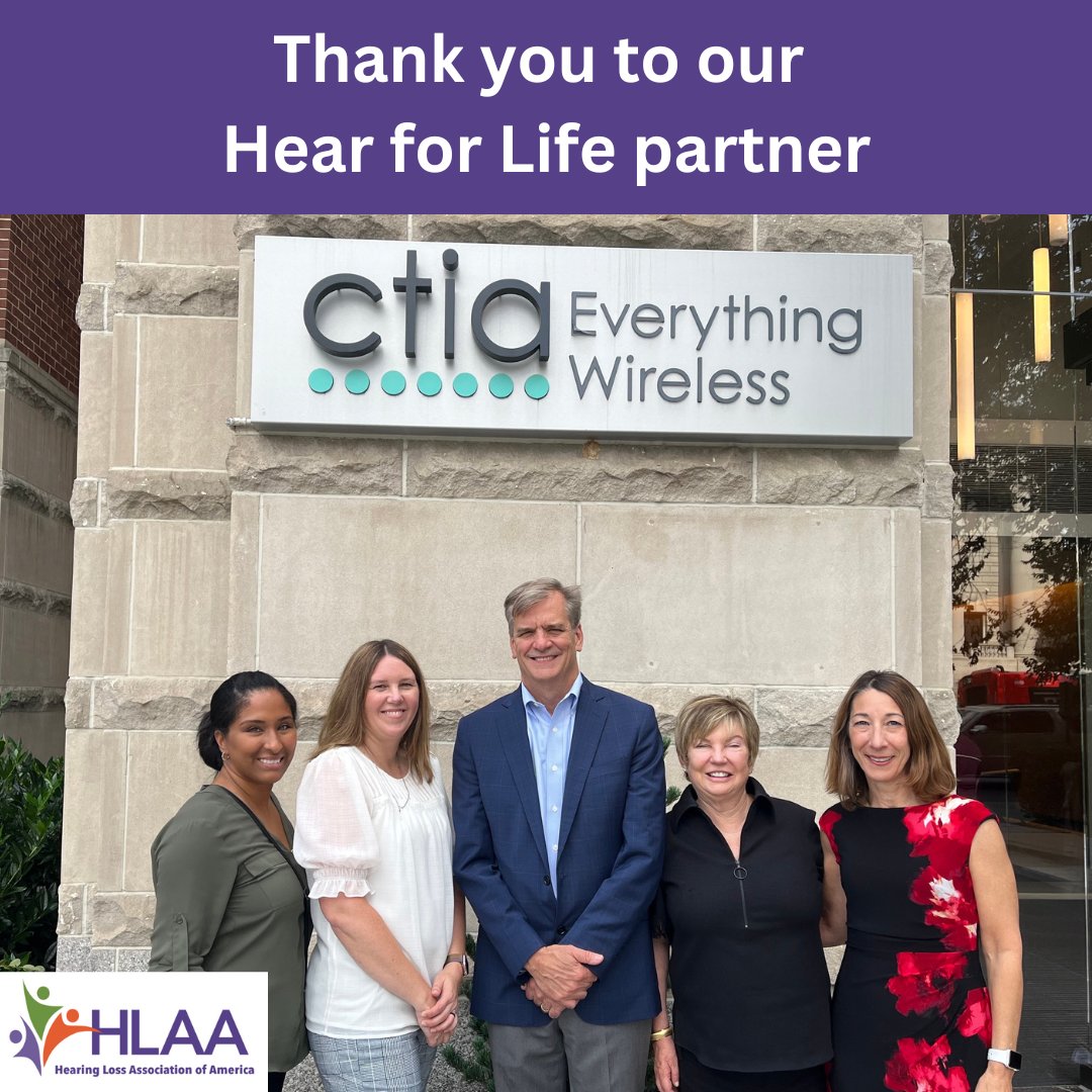 HLAA's tweet image. Thank you to our Hear for Life supporting partner, @CTIA! This trade association for #WirelessCarriers shares #HLAA's focus on #AccessibleCommunications for people with #HearingLoss &amp;amp; has been a strong #HearingAidCompatibility advocate. Together, we are ensuring #AccessForAll.