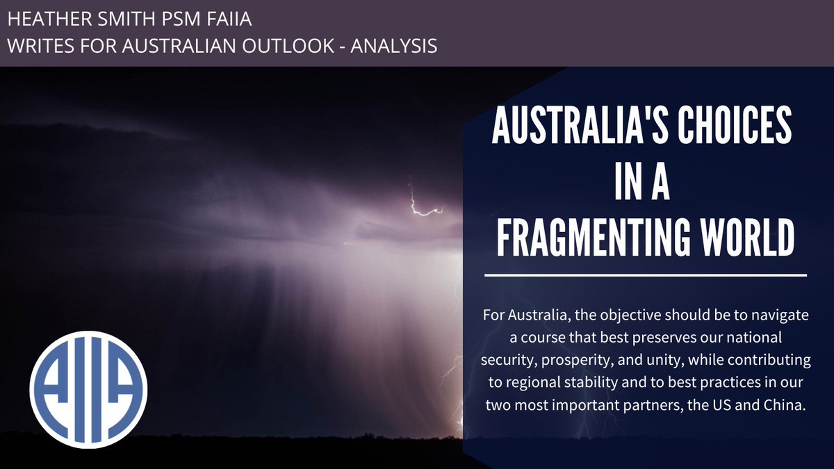 'For Australia, the objective should be to navigate a course that best preserves our national security, prosperity, and unity.' writes Heather Smith PSM FAIIA for Australian Outlook. 👉Read at linktr.ee/aiiaact