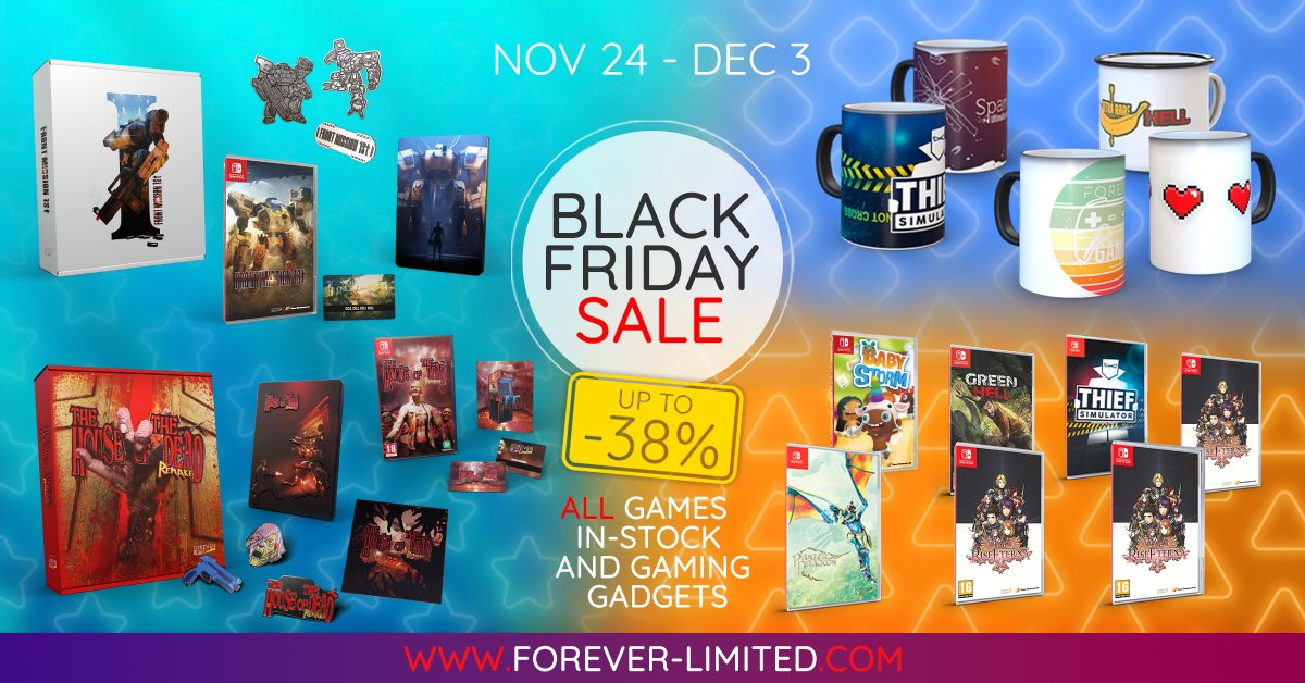 Only 2 days left! Get the most of our Black Friday sale before its too late! Exclusives such as FRONT MISSION 1st: Remake or THE HOUSE OF THE DEAD: Remake are now only 119.99€! Don't miss out - shop now: forever-limited.com