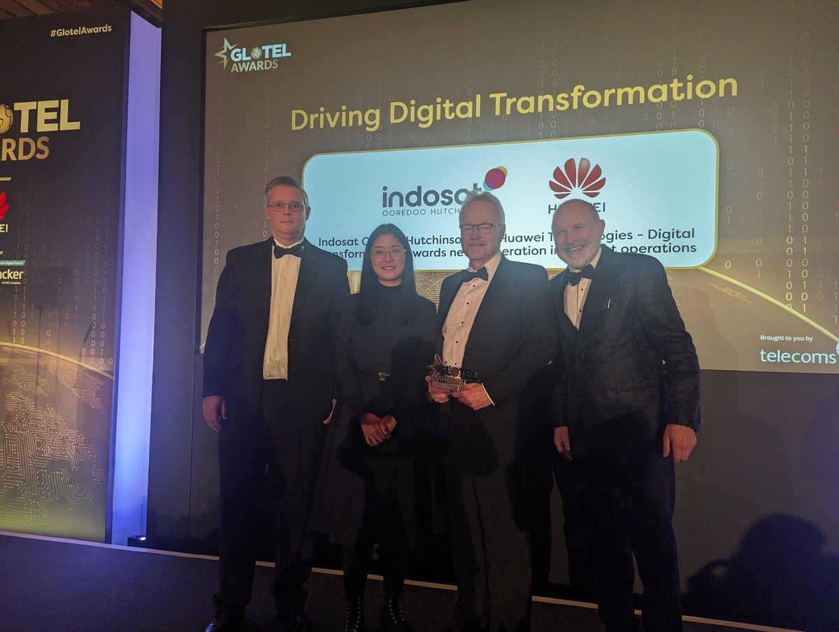 The Winners for the Driving Digital Transformation Award are <a href="/indosat/">Indosat Ooredoo Hutchison</a> and <a href="/Huawei/">Huawei</a> Technologies! Entering with Digital transformation towards new-generation intelligent operations. Congratulations! #GlotelAwards