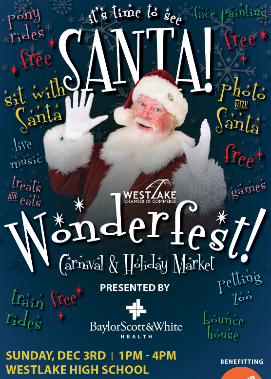 HealthyCarolATX's tweet photo. @bswhealth has the holiday spirit and is the Presenting Sponsor of the @WestlakeChamber Wonderfest this Sunday, December 3. Come visit the BSW booth for a cool Santa stress ball to get through the holiday stress! See you there! https://t.co/Hvzc3WP3Em
