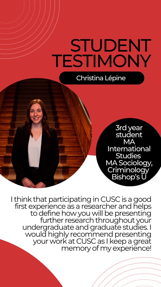 QUSConference's tweet photo. Still hesitating to apply? Read these student testimonies from last year’s panelists!

Vous hésitez toujours à soumettre votre résumé? Voici des témoignages des étudiants qui ont présenté leur recherche l’année dernière! https://t.co/enb7PaKHFr