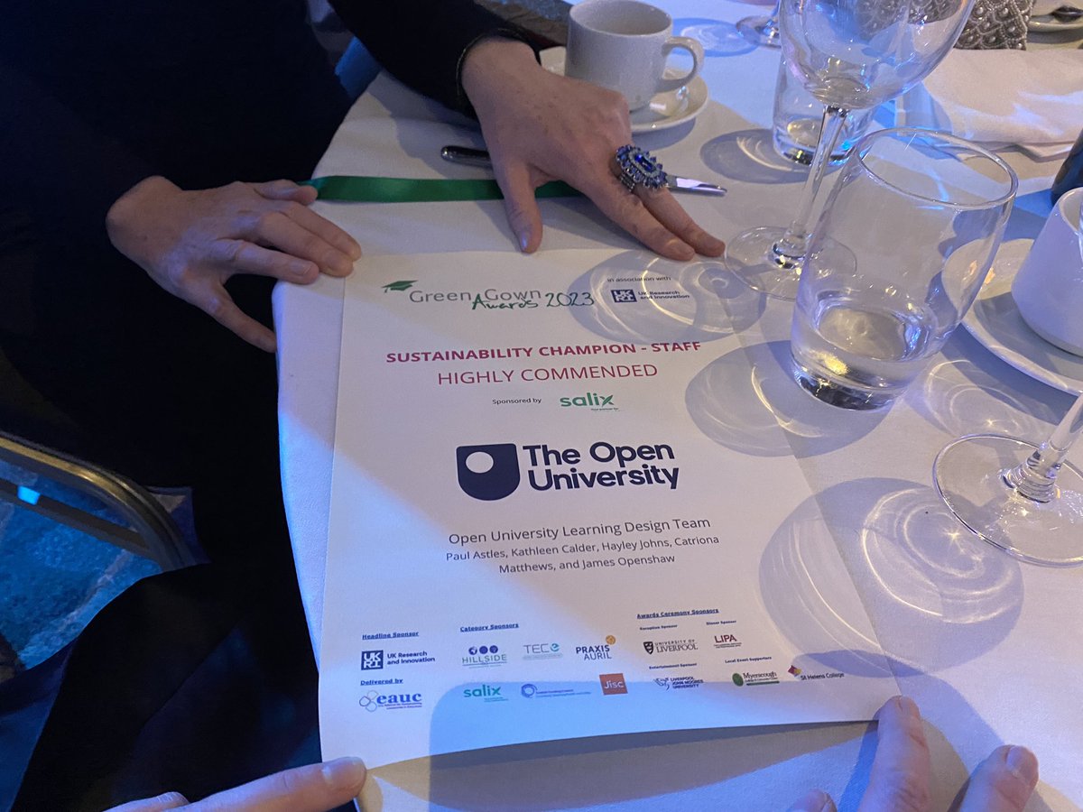 So proud to be highly commended for our work at the  @greengowns. Huge congratulations to all the LD Sustainability Working Group for this incredible achievement @OU_LD_Team  #Highlycommended #Sustainability #ESD