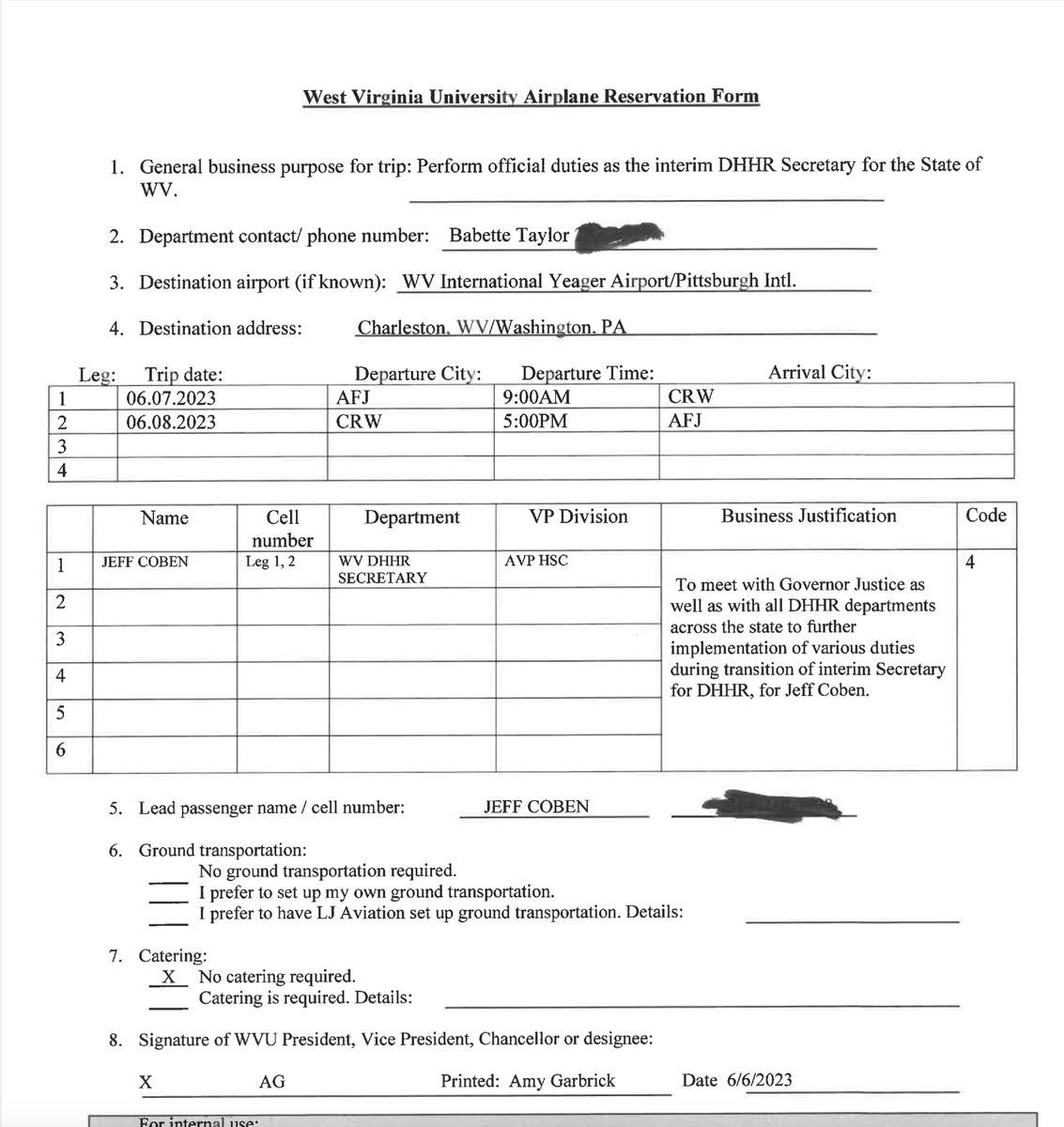 AustinDizzy's tweet photo. But Jeff Coben can't have been using private aircraft chartered by WVU to commute alone between Charleston and his home for his role as the WV DHHR Secretary ... right? Surely that wouldn't have been allow–

ah no wait, they literally put that in writing.

https://t.co/2TnHiwYpOS https://t.co/gCZj4Cdp5r