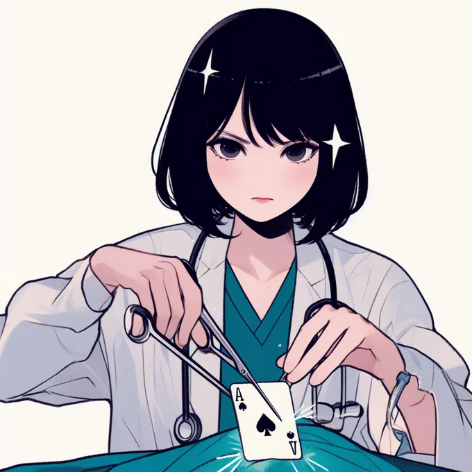 AIが描いてくれた「ブラックジャックのように手術をする女医」 