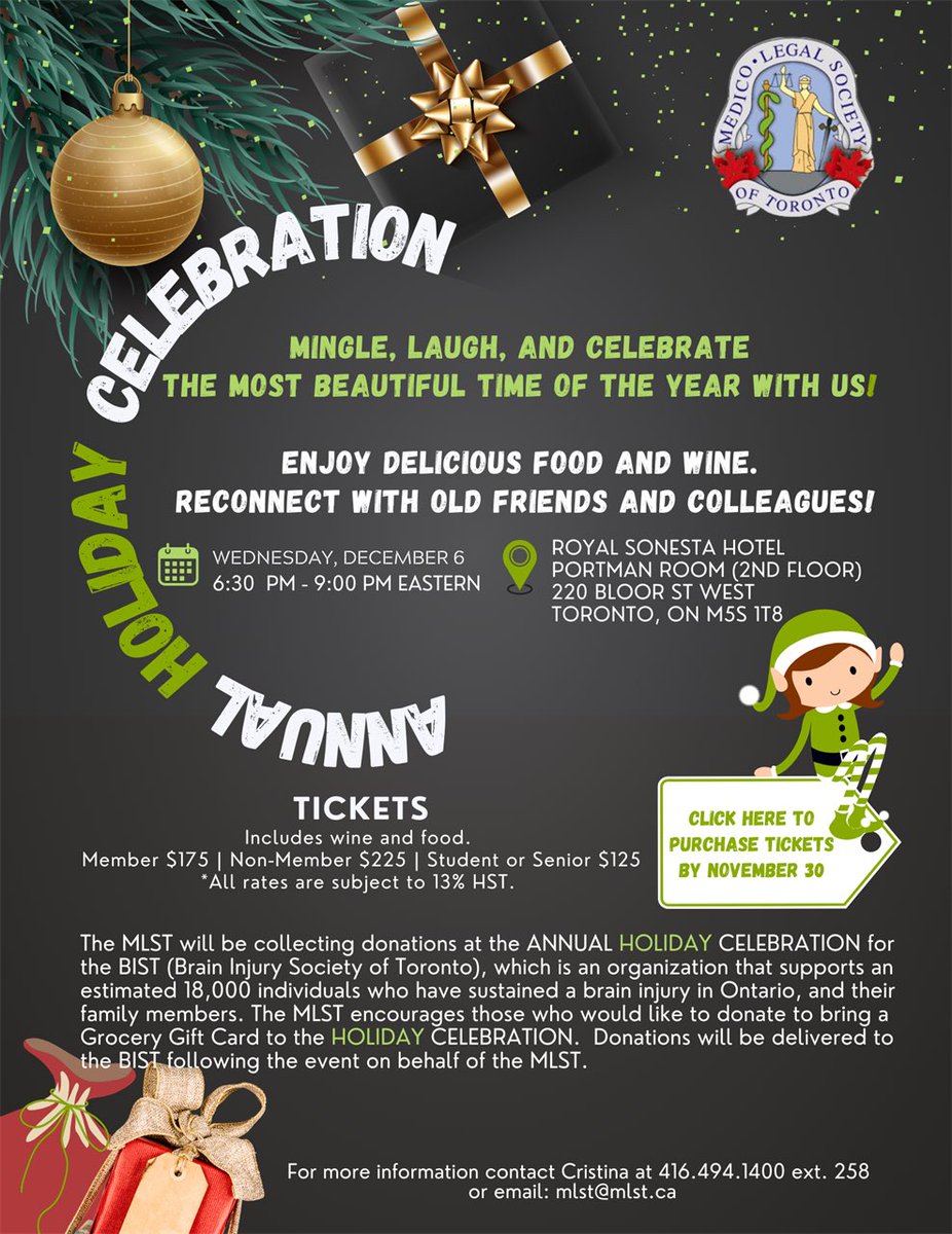 Lonny Rosen (@lonnyrosen) on Twitter photo Join me and other health law types at the <a href="/MedicoLegalTO/">Medico-Legal Society of Toronto</a> holiday party on December 6th. Join me and other health law types at the <a href="/MedicoLegalTO/">Medico-Legal Society of Toronto</a> holiday party on December 6th.